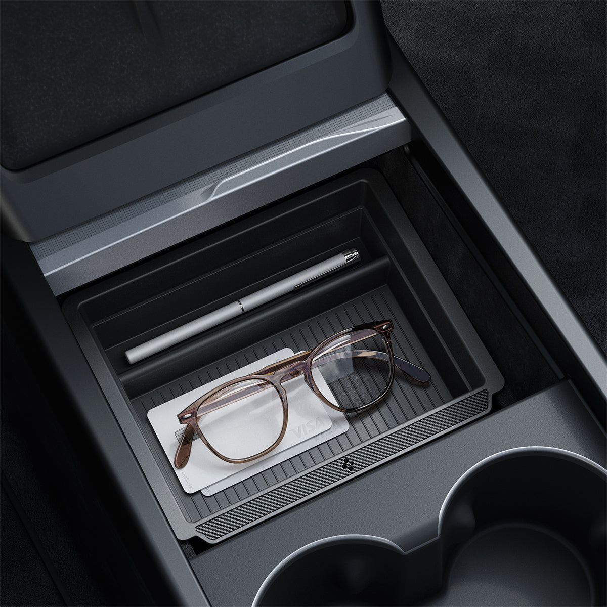 Tesla Series - Sliding Center Console Organizer Upper Tray | 2-Section