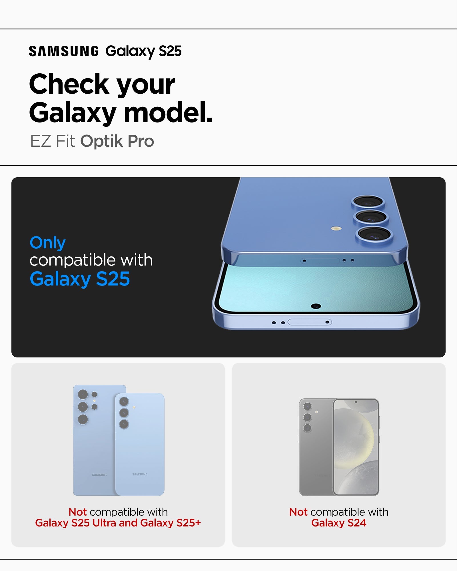 Galaxy S25 Series - Optik Pro EZ Fit Lens Protector