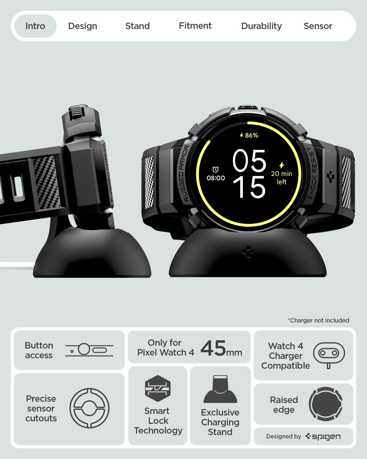 Pixel Watch 4 Series - Rugged Armor Pro + Stand