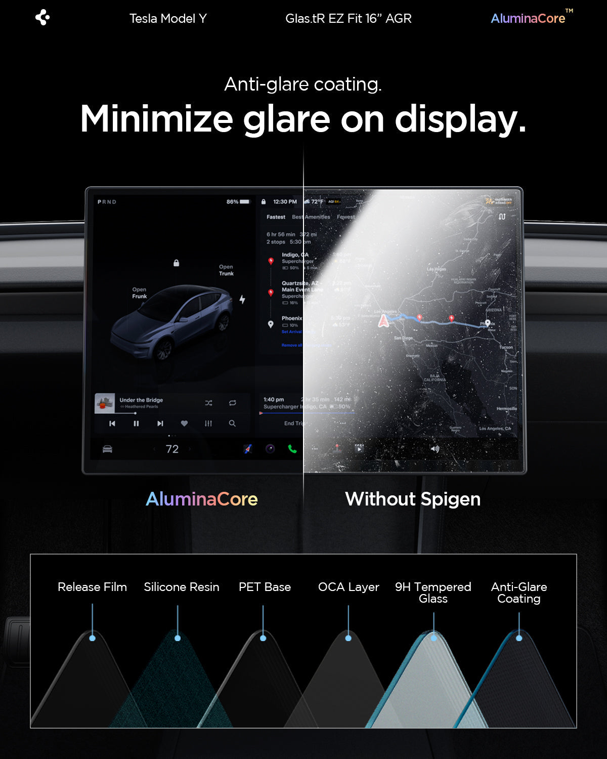 Tesla Series - Screen Protector GLAS.tR EZ Fit | Anti-Glare 16 inch