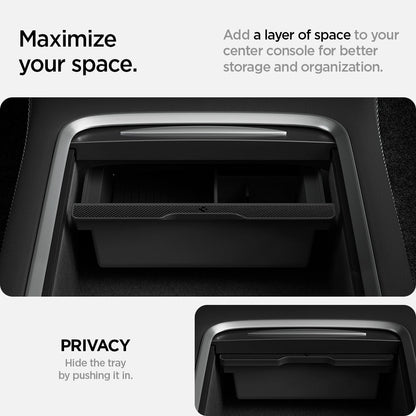 Tesla Series - Sliding Center Console Organizer Upper Tray | 4-Section
