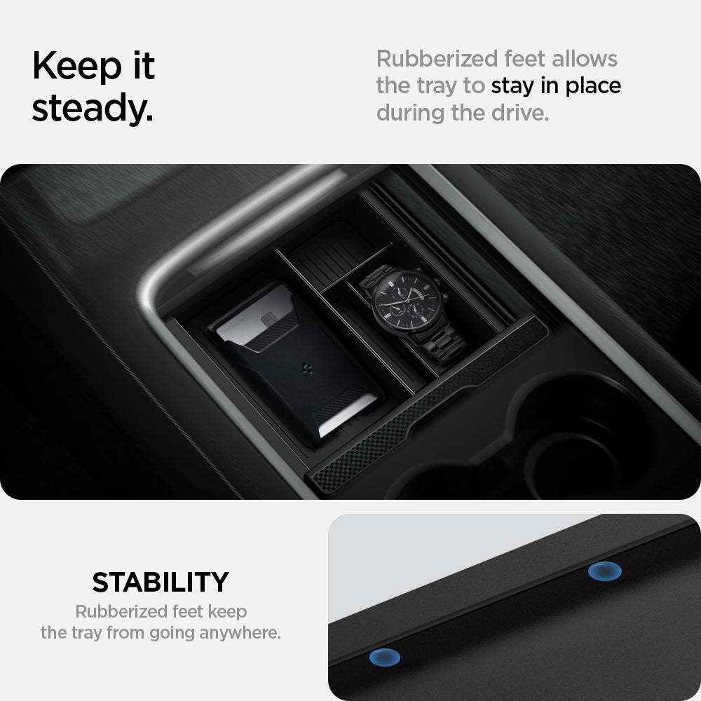 Tesla Series - Sliding Center Console Organizer Upper Tray | 4-Section